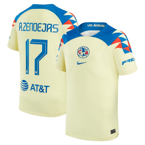 Alejandro Zendejas Club America Nike Youth Home 2023/24 Replica Jersey - Yellow