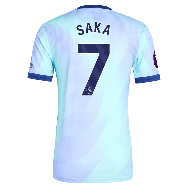 Bukayo Saka Arsenal adidas 2024/25 Third Player Jersey - Aqua