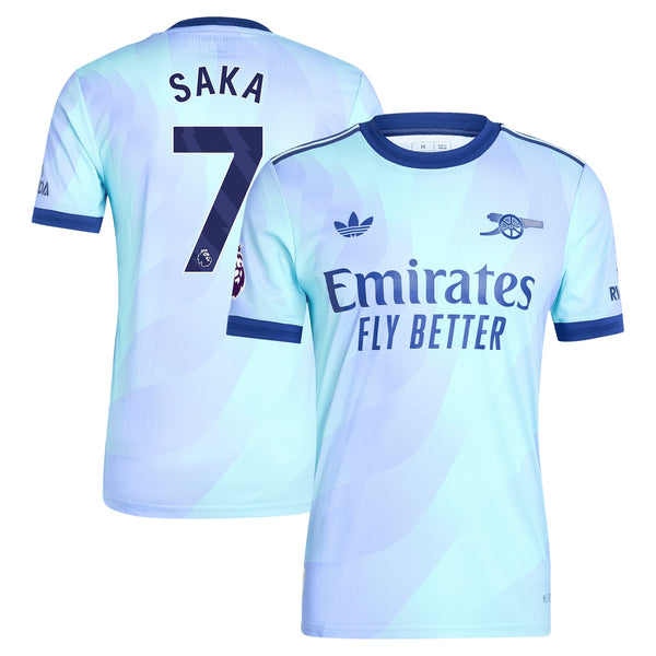 Bukayo Saka Arsenal adidas 2024/25 Third Player Jersey - Aqua