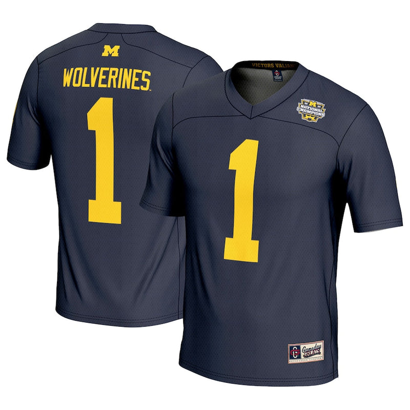 #1 Michigan Wolverines GameDay Greats College Football Playoff 2023 National Champions Lightweight Fashion Jersey - Navy