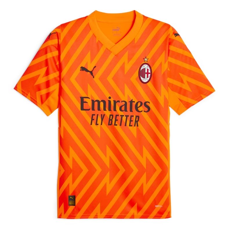 AC Milan 2023/24 Short Sleeve Goalkeeper Custom Jersey - Orange