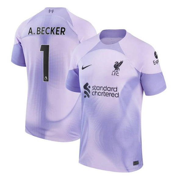 Alisson Becker Liverpool Unisex 2022/23 Home  Player Jersey - Purple - Jersey Teams World