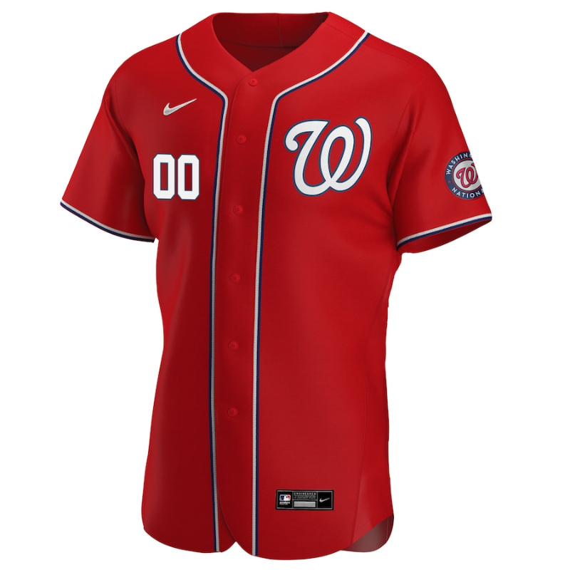 Washington Nationals Scarlet Alternate Custom Patch Custom Jersey