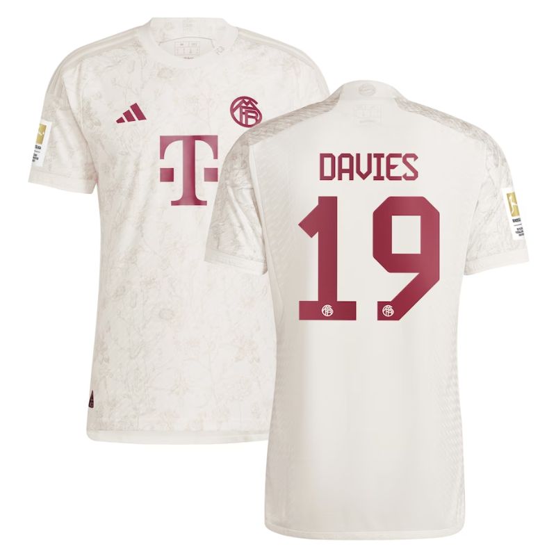 Alphonso Davies Player Bayern Munich 2023/24 Third Jersey - White