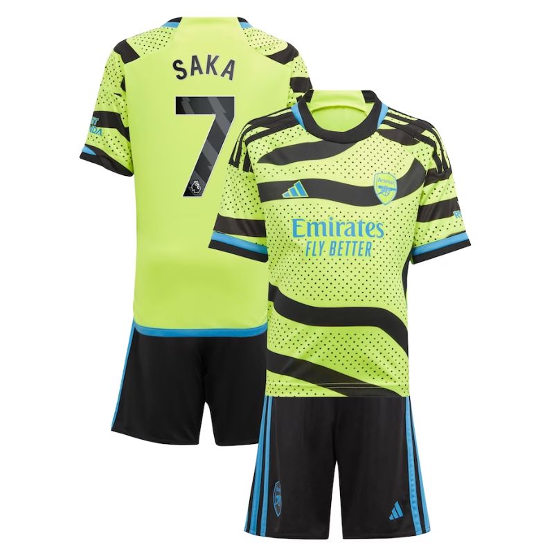 Arsenal Away Minikit 2023-24 with Saka 7 printing Kids Jersey - Yellow