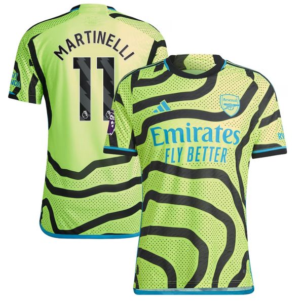 Arsenal Away Shirt 2023-24 with Martinelli 11 printing Jersey - Yellow