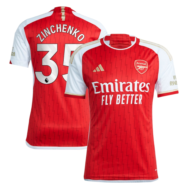 Arsenal Team 2023-24 with Zinchenko 35 printing Jersey - Red - Jersey Teams World