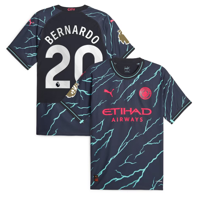 Bernardo Silva 20 Manchester City Shirt 2023/24 Third Player Jersey - Navy