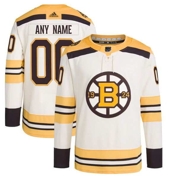 Boston Bruins 100th Anniversary Custom Jersey Cream