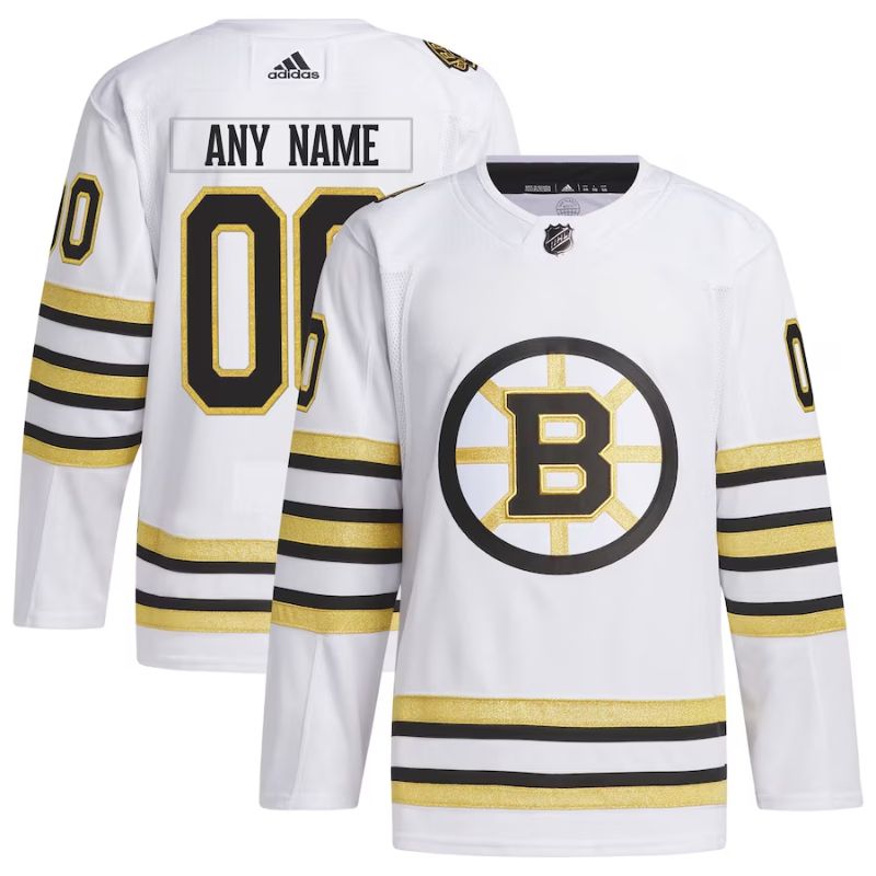 Boston Bruins 100th Anniversary Custom Jersey White