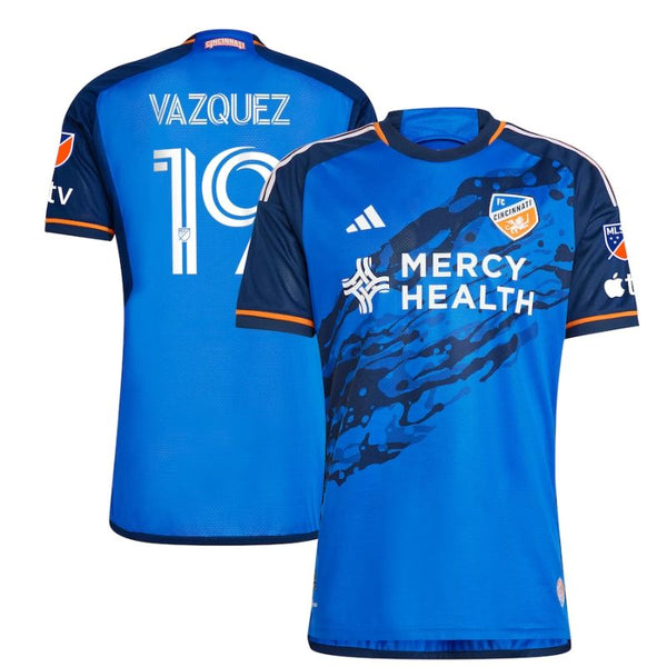 Brandon Vazquez FC Cincinnati  Unisex Shirt 2023 River Kit Player Jersey - Blue - Jersey Teams World