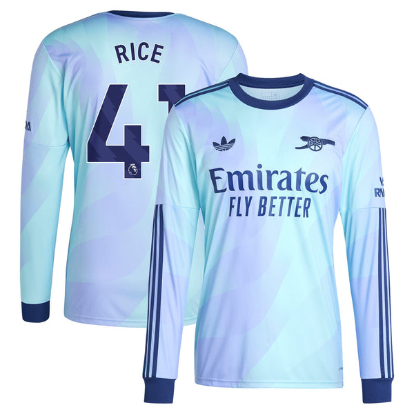 Declan Rice Arsenal adidas 2024/25 Third Long Sleeve Player Jersey - Aqua