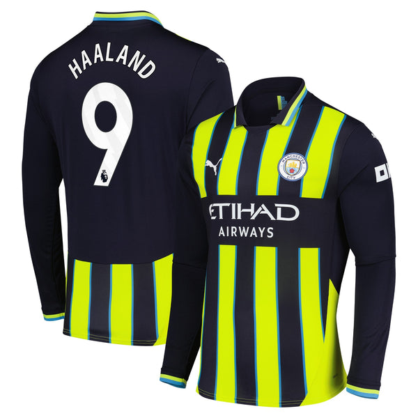 Erling Haaland 9 Manchester City Puma 2024/25 Away Long Sleeve Player Jersey - Navy