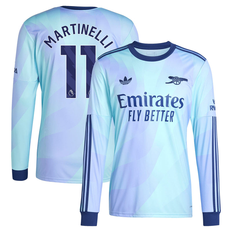 Gabriel Martinelli Arsenal adidas 2024/25 Third Long Sleeve Player Jersey - Aqua