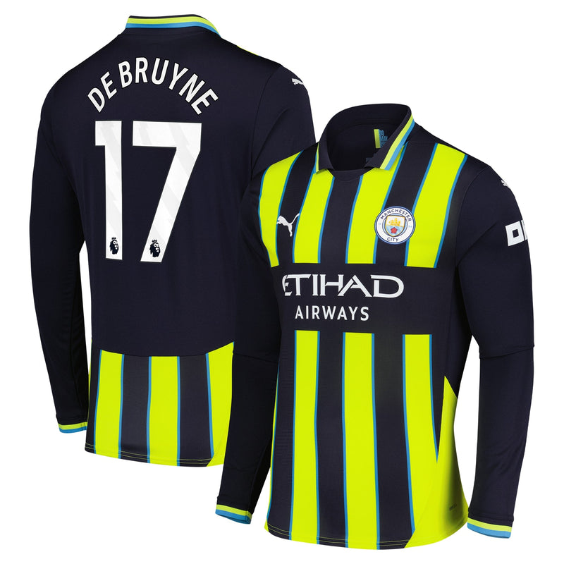 Kevin De Bruyne Manchester City Puma 2024/25 Away Long Sleeve Player Jersey - Navy