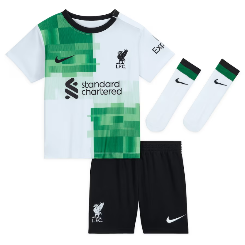 Liverpool Away Kit - 2023-24 - Kids with Mac Allister 10 printing Player - White