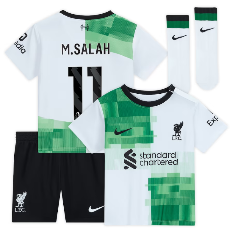 Liverpool Away Kit - 2023-24 - Kids with M.Salah 11 printing Player - White