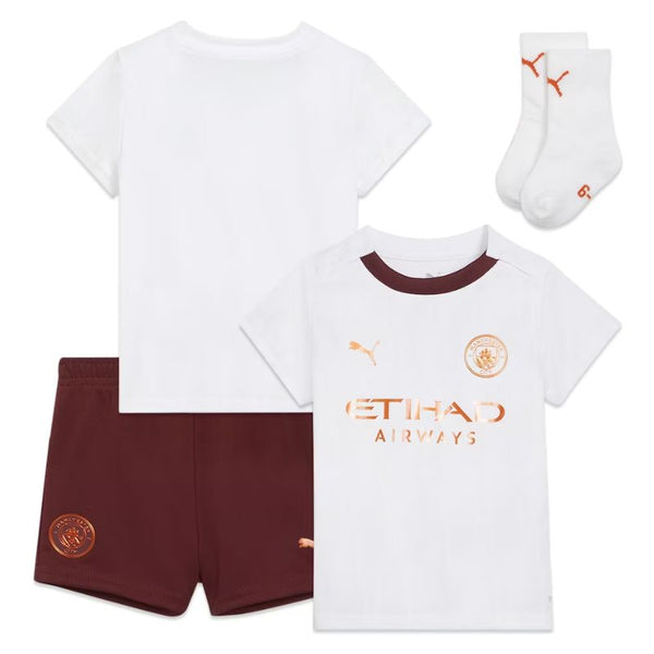 Manchester City Away Kids kit 2023-24 Custom Jersey - White