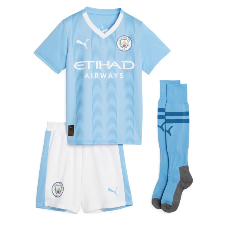 Manchester City Home Kids kit 2023-24 with Grealish 10 printing Jersey - Sky Blue