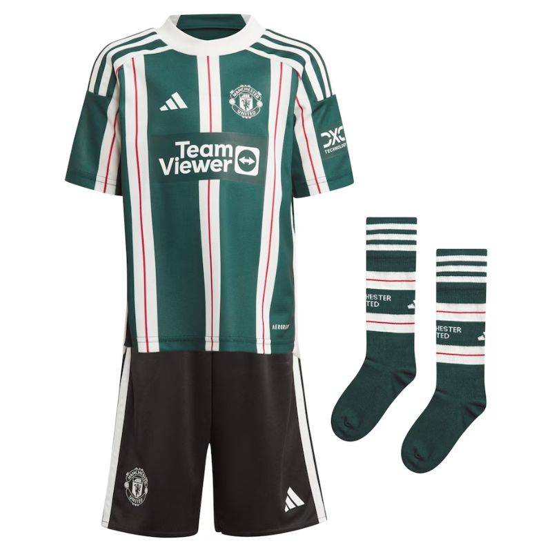 Manchester United Away Minikit 2023-24 Custom Jersey Kids - Green