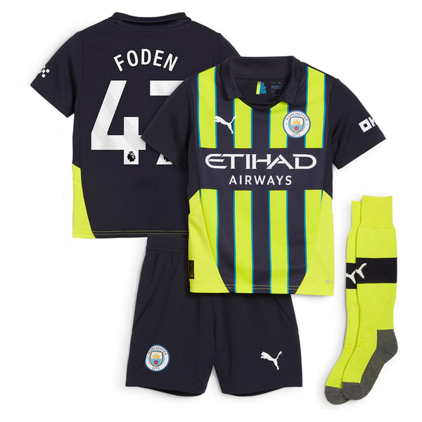 Manchester City PUMA Away Minikit 2024-25 with Foden 47 printing Kids Jersey