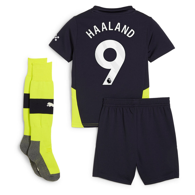 Manchester City PUMA Away Minikit 2024-25 with Haaland 9 printing Kids Jersey