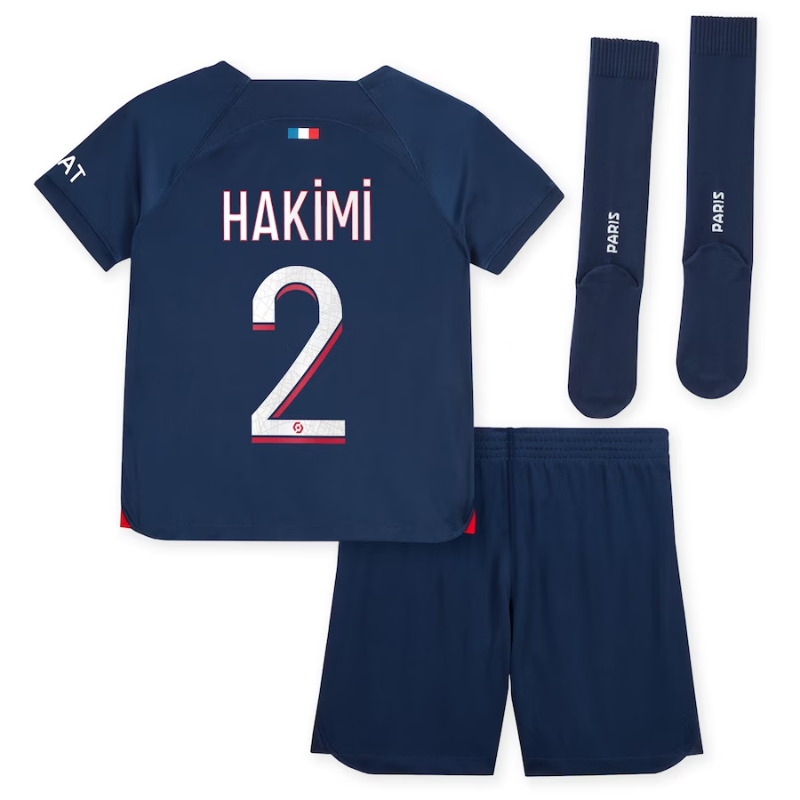 Paris Saint-Germain Nike Home Stadium Kit 2023-24 - Little Kids with Hakimi 2 printing Jersey