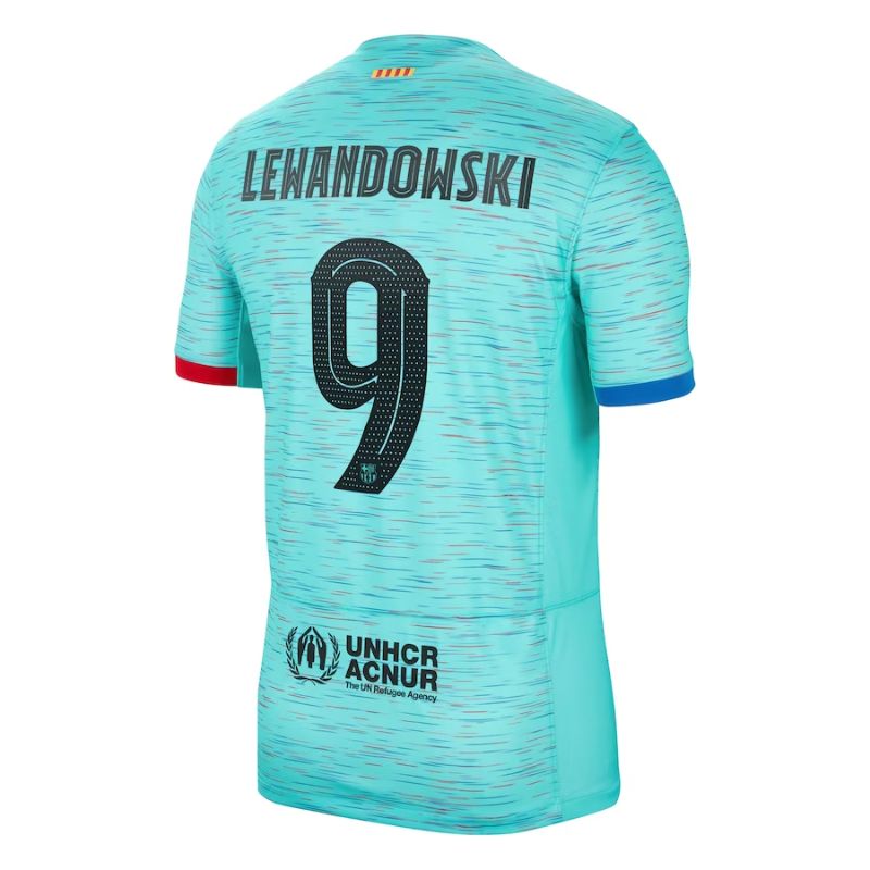 Robert Lewandowski Barcelona Shirt 2023/24 Third Jersey - Aqua