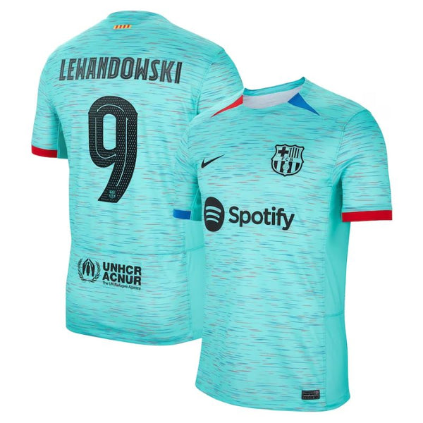 Robert Lewandowski Barcelona Shirt 2023/24 Third Jersey - Aqua