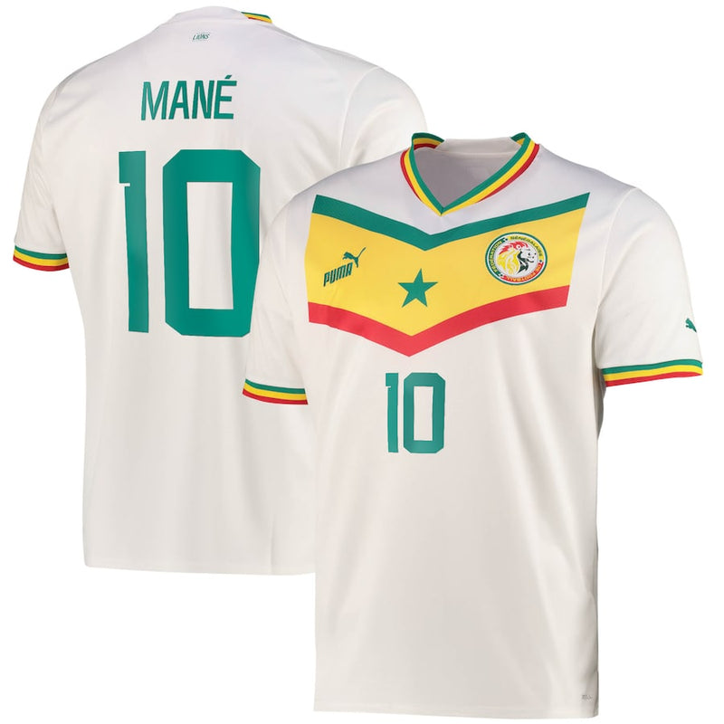 Senegal Home Jersey with Mané 10 printing 2022 Qatar World Cup Jersey Unisex - White