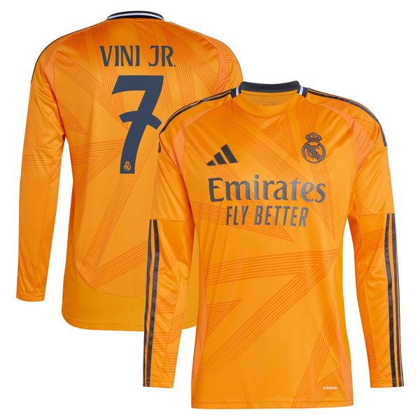 Vini Jr. Real Madrid adidas 2024/25 Away Long Sleeve Player Jersey - Orange