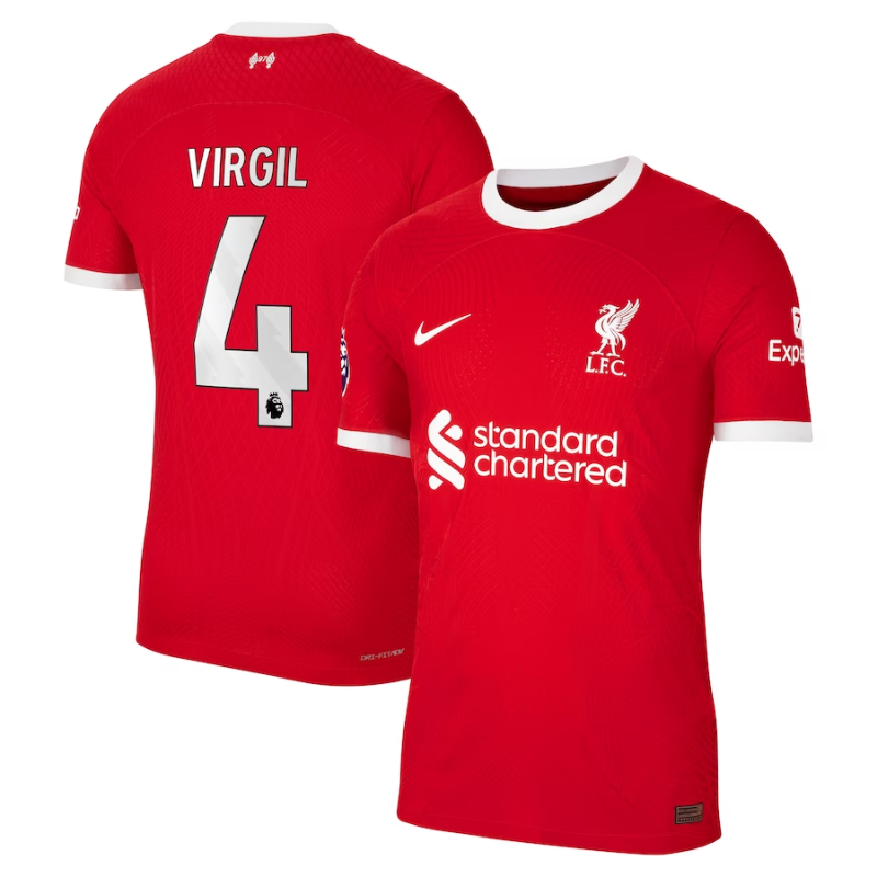 Virgil Van Dijk 4 Printing Liverpool 2023/24 Home Player Jersey - Red