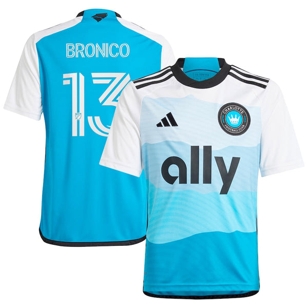 Brandt Bronico Charlotte FC adidas Youth 2024 The Carolina Kit: Explore Replica Player Jersey - Blue