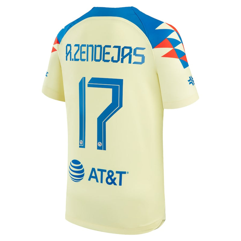 Alejandro Zendejas Club America Nike Youth Home 2023/24 Replica Jersey - Yellow