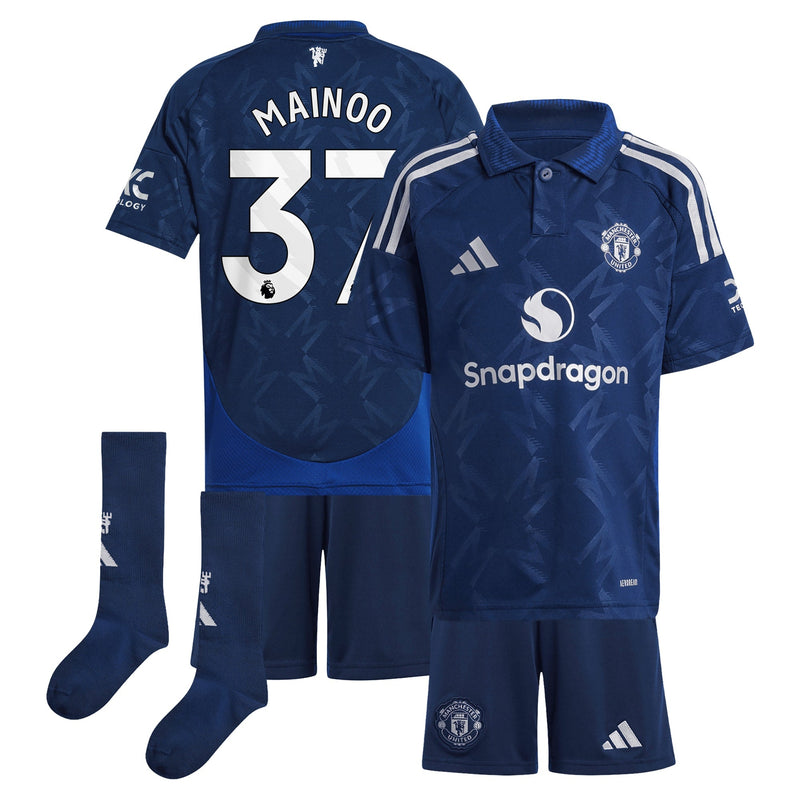 Manchester United EPL adidas Away Mini Kit 2024-25 with Mainoo 37 printing Jersey - Blue