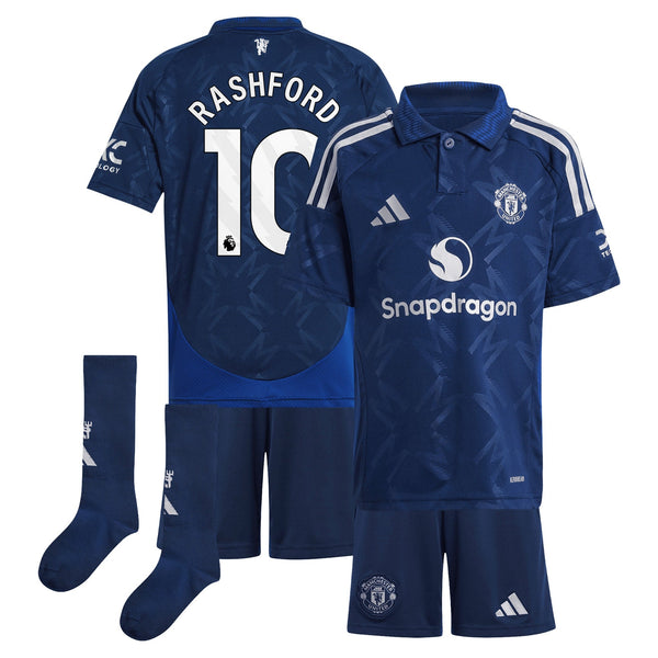 Manchester United EPL adidas Away Mini Kit 2024-25 with Rashford 10 printing Jersey - Blue