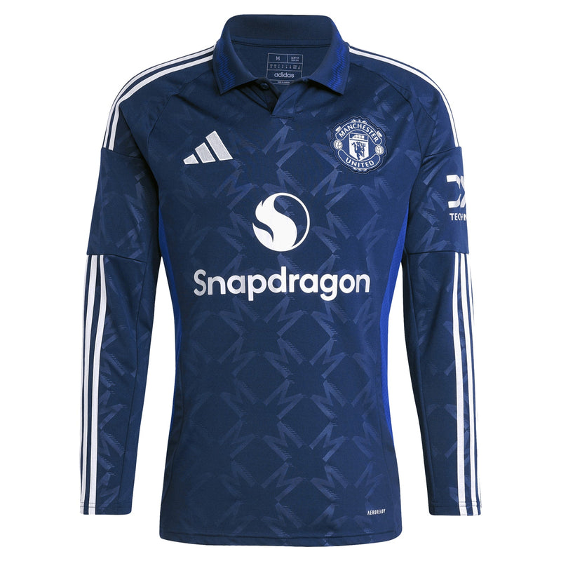 Manchester United EPL adidas Away Shirt 2024-25 - Long sleeve with Garnacho 17 printing Jersey - Blue