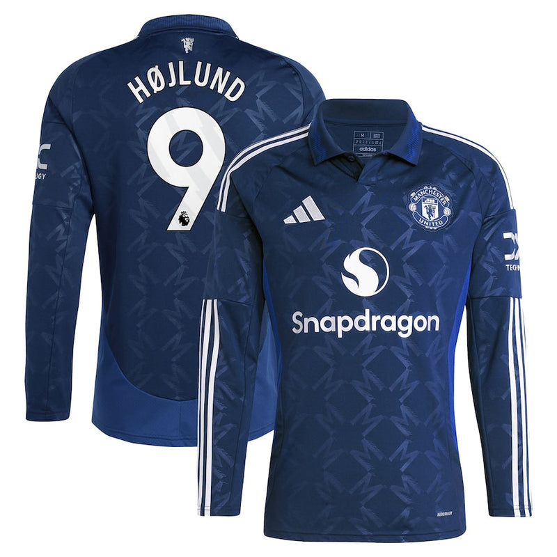 Manchester United EPL adidas Away Shirt 2024-25 - Long sleeve with Højlund 9 printing Jersey - Blue