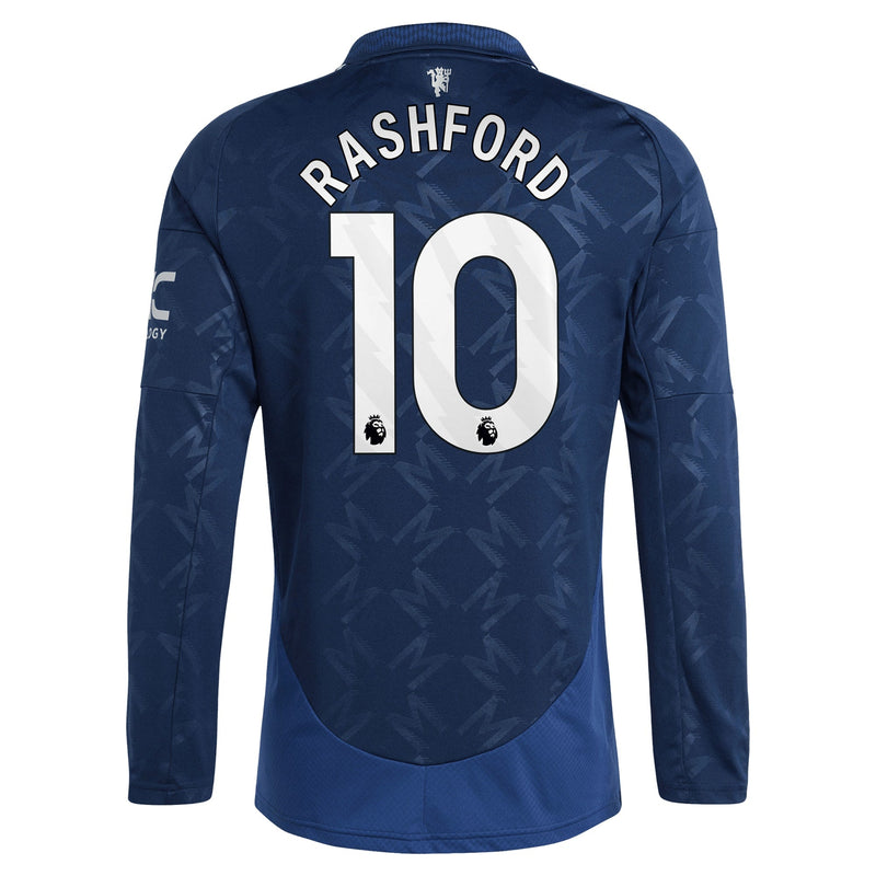 Manchester United EPL adidas Away Shirt 2024-25 - Long sleeve with Rashford 10 printing Jersey - Blue