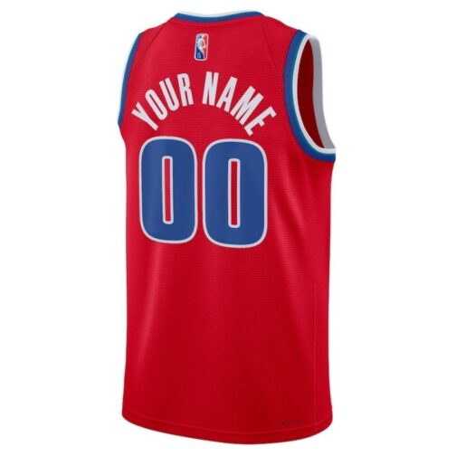 Detroit Pistons Custom Jersey - Red - Image 2