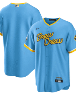 Milwaukee Brewers Powder Blue 2022 City Connect Team Custom Jersey