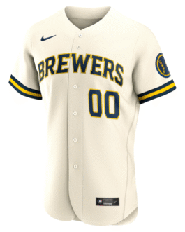 Milwaukee Brewers  Cream Home Custom Patch Jersey