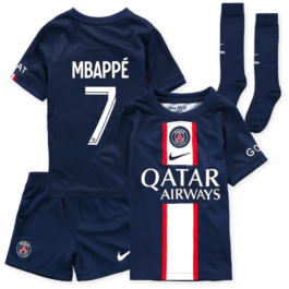 Paris Saint-Germain Home Stadium Kit 2022-23 – Little Kids with Mbappé 7 printing