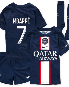 Paris Saint-Germain Home Stadium Kit 2022-23 – Little Kids with Mbappé 7 printing