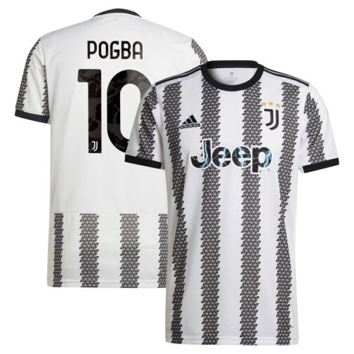 Juventus Home Jersey 2022-2023 with Player Pogba 10 printing Unisex - White