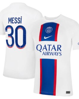 Paris Saint-Germain Third Stadium Shirt 2022-23 with Messi 30 printing Unisex – White