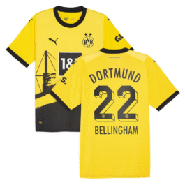 Borussia Dortmund Home Puma Shirt 2023-24 – with Jersey Bellingham 22 printing – Yellow