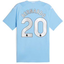 Manchester City Home Puma Shirt 2023-24 with Jersey Bernardo 20 printing – Blue