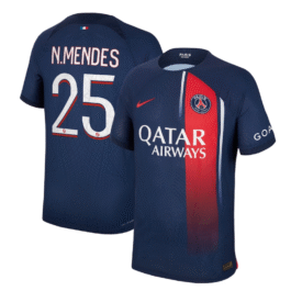Paris Saint-Germain Team Home Shirt 2023-24 with Jersey N.Mendes 25 printing – Blue