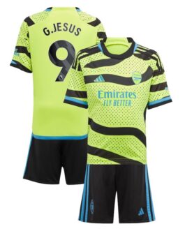 Arsenal Away Minikit 2023-24 with G.Jesus 9 printing Kids Jersey – Yellow